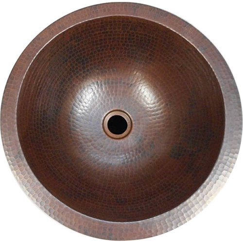 SimplyCopper Hand 15" Round Copper Bathroom Sink Dual Mount